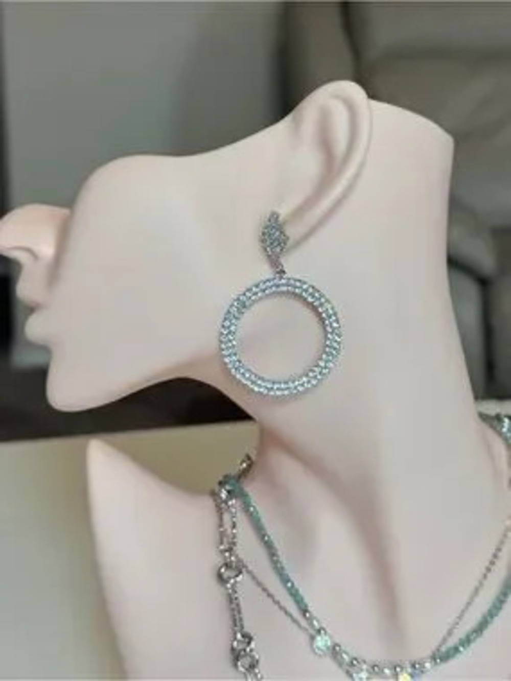 Silver Crystal Drop Earrings
